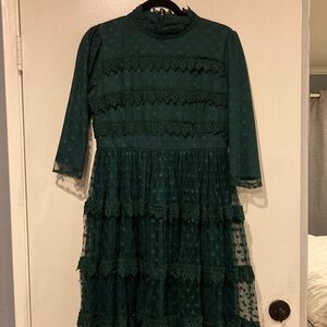 Dainty Jewells Teal Lace Midi Dress